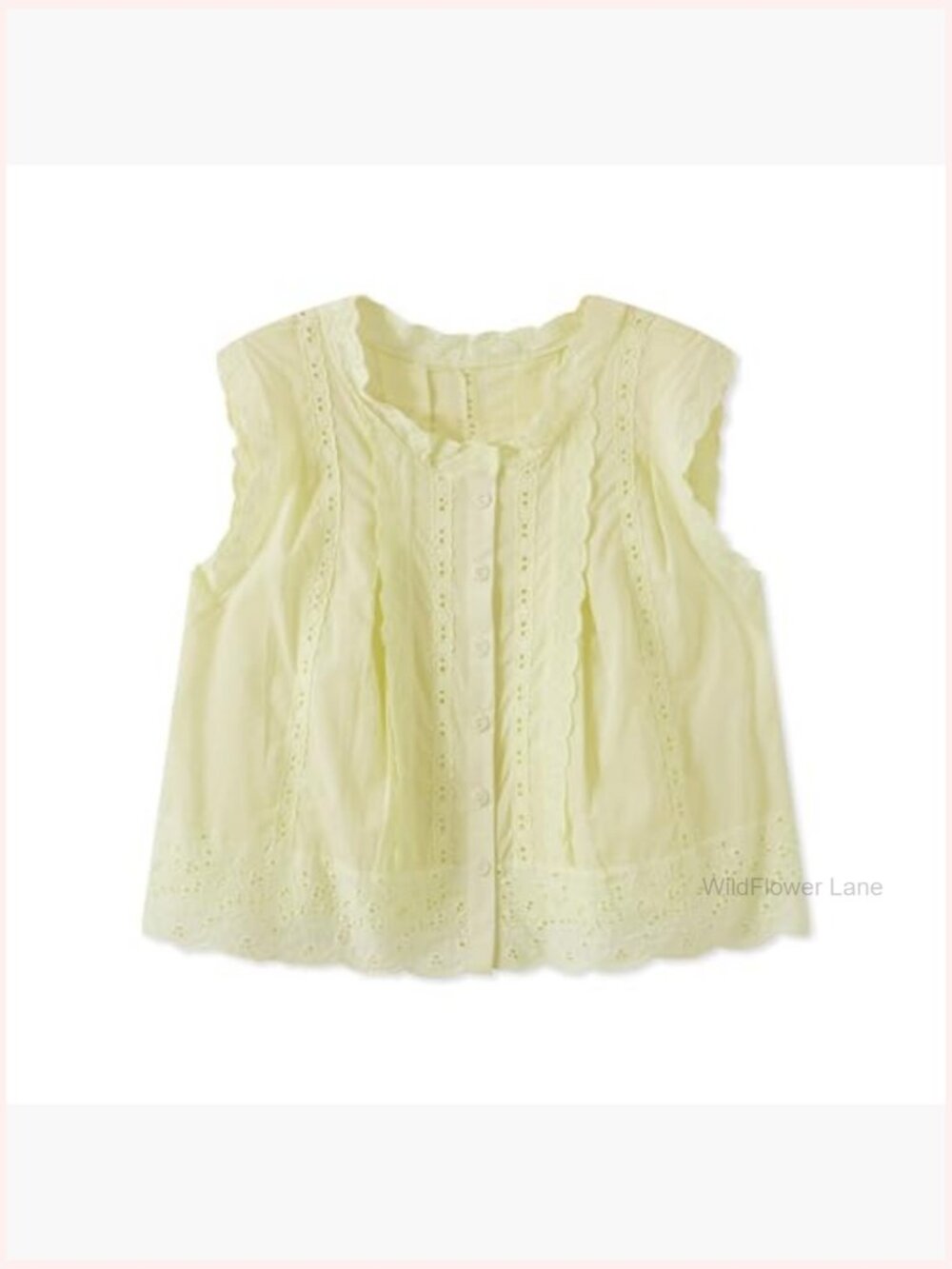 Cottagecore Cutout Eyelet Tank Top Sleeveless Sheer Peplum Camisole - Picture 7 of 7